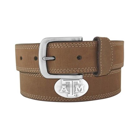 Zeppelinproducts ZeppelinProducts TAM-BOLPSCRZ-LBR-34 Texas A&M Concho Crazyhorse Leather Belt; 34 Waist TAM-BOLPSCRZ-LBR-34